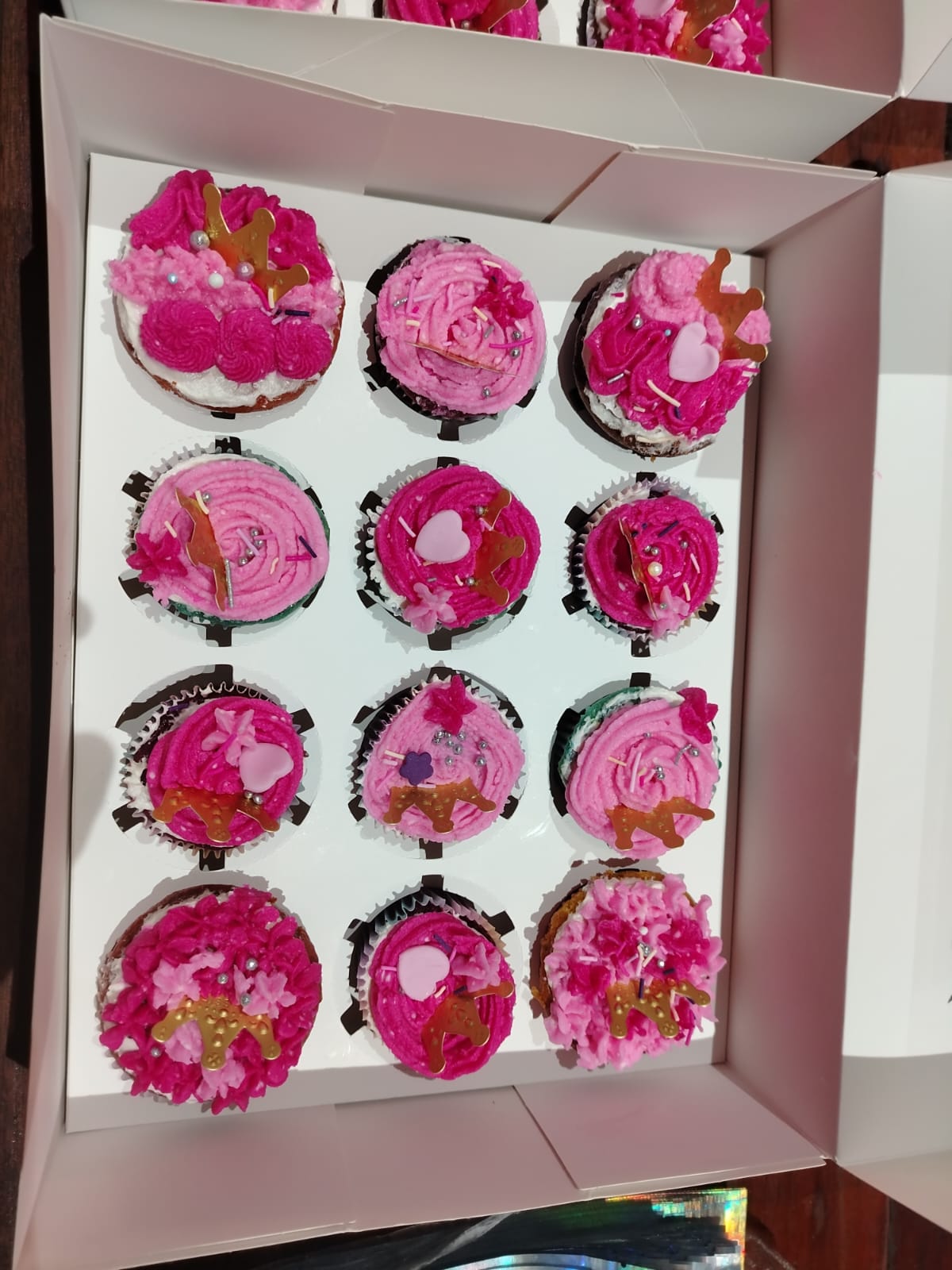Pink decorated cupcakes